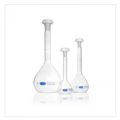 Bình Định Mức Thủy Tinh Trắng Nút Nhựa PE Mới, Class A, Chứng Nhận Theo Lô - DURAN®